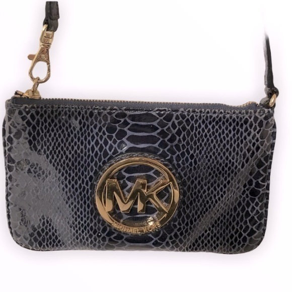 Michael Kors Blue Snakeskin Embossed Leather Bag